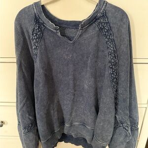 Aerie Blue Lace Detail Sweatshirt